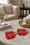 Bead Embroidered Coasters Set of 2 12X10 cm Red - 2