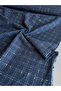 Navy Blue Glittery Chanel Fabric Plaid Patterned Double Length Skirt Vest Pants Set Clothing