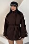 Women's Belted Cashmere Trench Coat Jacket Stand Collar Double Button Oversize Coat