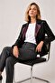 Liora Black Burgundy Women's Double-Sided Genuine Leather Blazer Jacket - 2