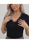 Women's V-Neck Short Sleeve Body Viscose Lace Embroidered Body T-Shirt - 2