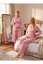 New Season Powder Muslin Fabric Double-Breasted Breastfeeding Compatible Design Long Sleeve 100% Cotton Maternity Pajama Set - 4