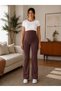 Women's Brown High Waist Wide Leg Maternity Pants - 3