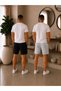 2 Pieces Cool Look Complement Oversize Men's Shorts Black-Grey - 2