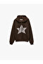 Pocket Detailed, Embroidered Leopard Hooded Zippered Sweatshirt - 5
