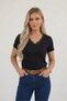 Women's V-Neck Short Sleeve Body Viscose Lace Embroidered Body T-Shirt - 5