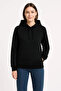 Three thread hooded kangaroo pocket sweatshirt hoodie - black