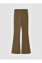 Khaki High Waist Flared Women's Trousers - 3