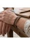 Brown Braided Detailed Men's Leather Bracelet with Steel Clip - 2