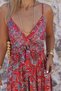 Red Strappy Silk Satin Skirt Flounce Dress - 5