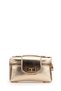 Lock Detailed Box Shape Faux Leather Women's Crossbody Bag Lulu Gold Patent Leather