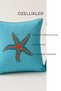 Starfish Embroidered Velvet Cushion Cover – Turquoise Corded Decorative Pillowcase - 3