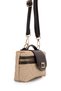 Lock Detailed Box Form Faux Leather Women's Crossbody Bag Lulu Linen Brown - 3