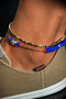 Bym Kararmaz Gold Blue Crystal Evil Eye Beaded 2-Piece Women's Anklet 26 cm