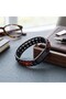 Black Leather and Red Agate - Black Onyx Natural Stone Detailed Men's Bracelet - 2