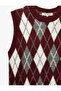 Jacquard Crew Neck Sleeveless Knitwear Argyle Patterned Sweater - 7