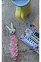 Acrylic Transparent Pink Bead Keychain - 2