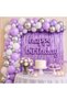 Happy Birthday Foil Set Lilac White Silver Birthday Decoration Set 55-Piece Balloon Happy Birthday Foil Lettering Lilac Wall Curtain Balloon Chain Party Decoration Set Balloon Party Birthday Decoration Set - 4