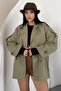 Women's Belted Linen Trench Coat Double-Breasted Buttoned Lined Seasonal Oversize Trench Jacket - 3