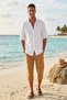 Men's White Buttoned 100% Cotton Comfortable Fit Short Sleeve Shirt - 4