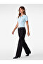 Cotton Slim Fit Buttoned Polo Collar Short Sleeve Ribbed T-Shirt with Heart Embroidery Detail - 3