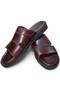 Genuine Leather Handmade Brown Men's Slippers - 3