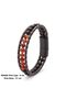 Black Leather and Red Agate - Black Onyx Natural Stone Detailed Men's Bracelet - 5
