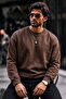 Men's Thick Woven Brown Casual Sweatshirt - 4