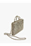 Cross Chain Strap Handbag with Handle and Shiny Metal Accessories - X Sibil Çetinkaya - 3