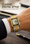 AL-SALAH Rectangular Digital Wristwatch – LCD Day & Date Display, Water Resistant, Gold & Silver Two-Tone Metal Bracelet