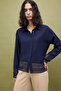 Natural Textured Shirt with Lace Details - 3
