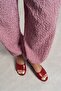 Castiel Red Rustic Patterned Round Toe Women's Thin Heeled Slippers - 3