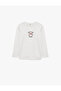 Bowknot Embroidered Cotton Crew Neck Long Sleeve T-Shirt - 4