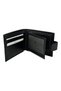 Horizontal Model Genuine Leather Classic Men's Wallet with Coin Compartment Black - 2