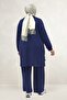 67070 Plus Size Garni Detailed Modal Pants Suit - Indigo - 6