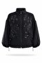 Black Beaded Embroidered Stand Collar Jacket 9773