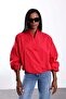 Red V-Neck Bomber Jacket 9760 - 4