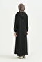 Sequin Mesh Detailed Ferace - Black - 4