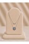 Minimal Infinity and Evil Eye Beaded Silver Double Necklace