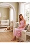 New Season Pink Wide Strap Buttoned Breastfeeding Compatible Design Lace Detailed 100% Cotton Maternity Nightgown - 7