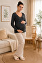 Women's Ribbed Cotton Lycra Long Sleeve Maternity Blouse