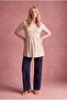 Maternity and Postpartum Viscose Blended Cream Half Sleeve Crew Neck Blouse with Breastfeeding Function Alivia - 3