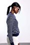 Navy Blue Striped Lyocell Yarn Cardigan 5880 - 5