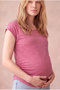 Maternity Cotton Fuchsia Short Sleeve Wide Collar Pocket Detailed T-Shirt Violette - 3