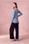 Maternity Cotton Blue / Black Striped Long Sleeve Crew Neck T-Shirt Sawyer - 4