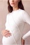 Maternity Ribana Ecru Long Sleeve Boat Neck Baby Overlock Stitch Detailed Blouse Sierra - 2