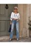 - Women's White Navy Blue Embroidered Balloon Sleeve Crop Blouse - 4
