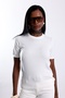 Ecru Crew Neck Short Sleeve Knitwear 5620 - 4