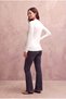 Maternity Ribana Ecru Long Sleeve Boat Neck Baby Overlock Stitch Detailed Blouse Sierra - 5