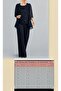 Women's Plus Size Black Sandy Pants Jacket Sequin Blouse